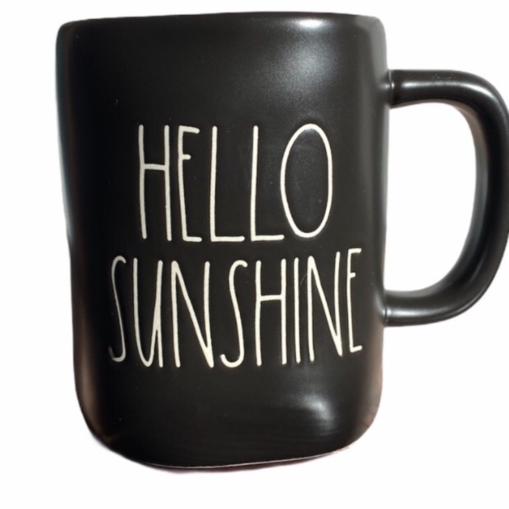 Rae Dunn Hello Sunshine black ceramic mug